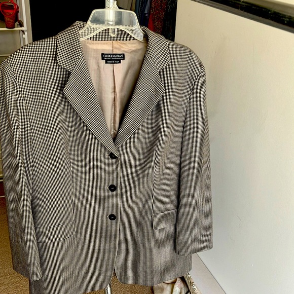 Giorgio Armani blazer, black and cream herring bone - Picture 1 of 2
